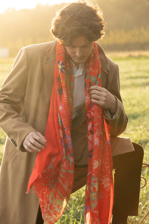 EVY Large Wool Stole in Red