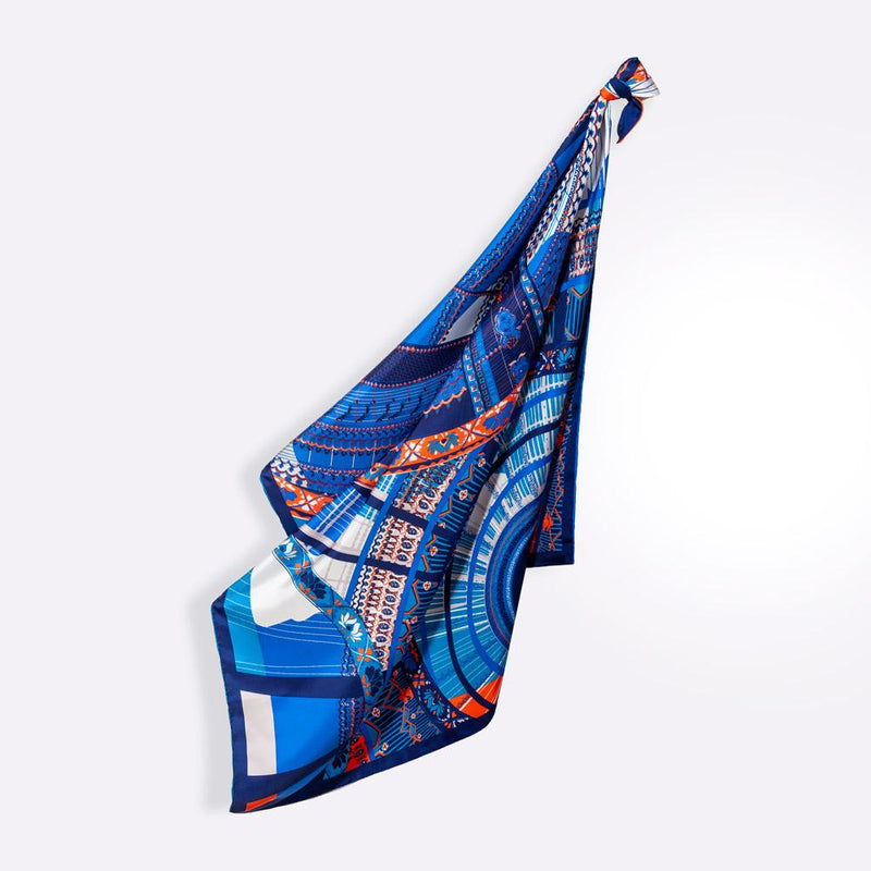 FRENCH SILK SCARF - PARIS NEW YORK - Pewter Grey - 27x27 – Texadia Fashion