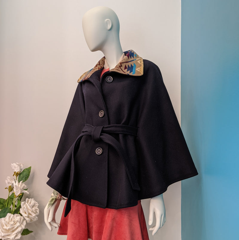 Navy blue shop wool cape