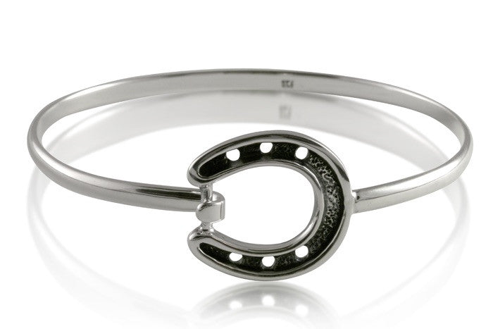 Sterling Silver Horseshoe Bangle - Ideal Gift for Equestrian Lovers