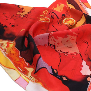 Red Flame Silk Crêpe Scarf